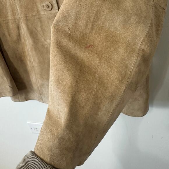 Vintage Suede Leather Blazer Jacket Tan Parisian Signature Large Relaxed 90s - Picture 6 of 12